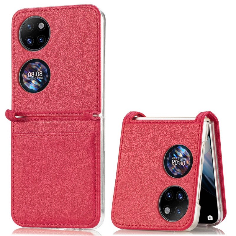 Etui do Huawei P50 Pocket Posiadacz Karty Ze Skóry Teksturowanej